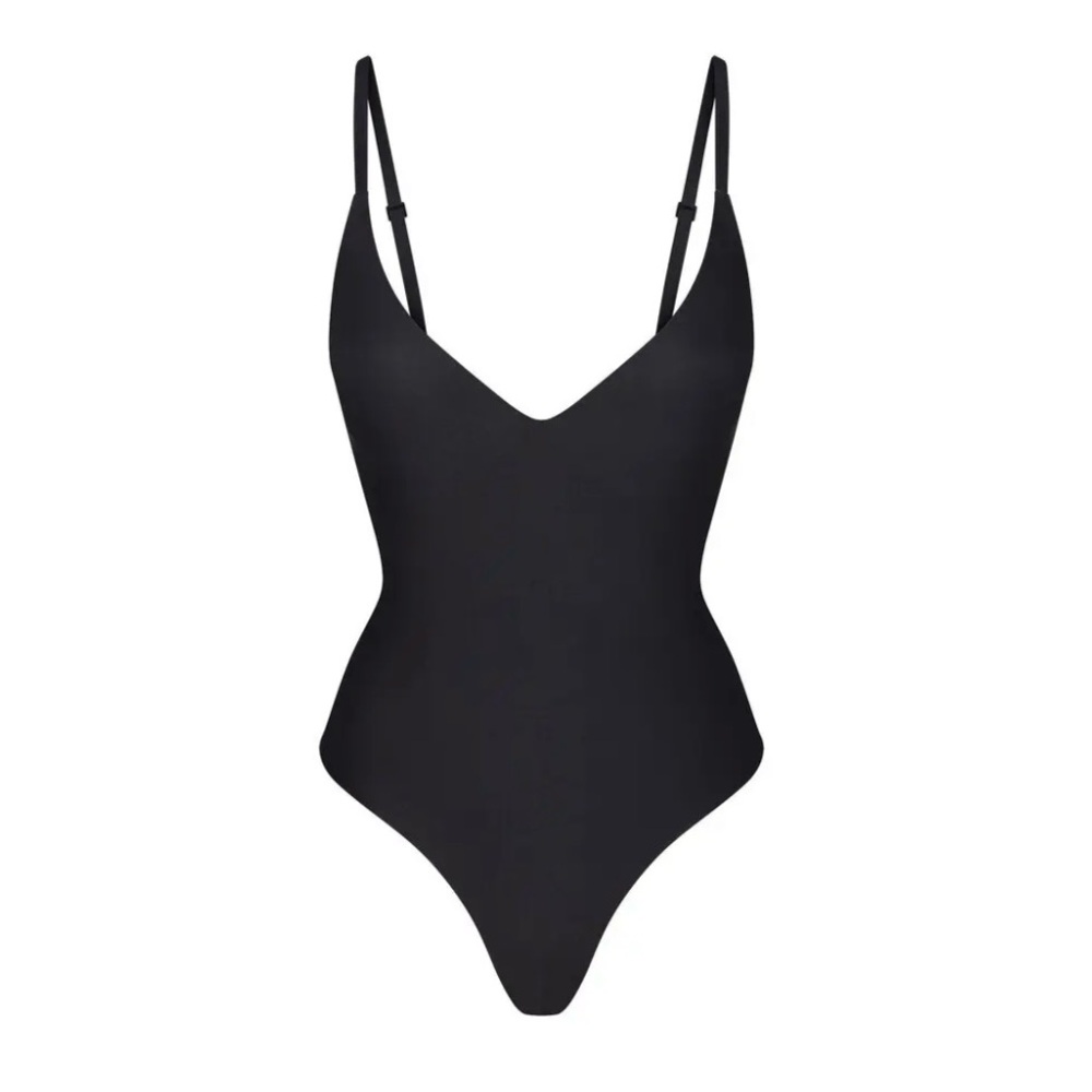 SKIMS Black Sculpting V-Neck Low-Back Bodysuit - Picture 4 of 6
